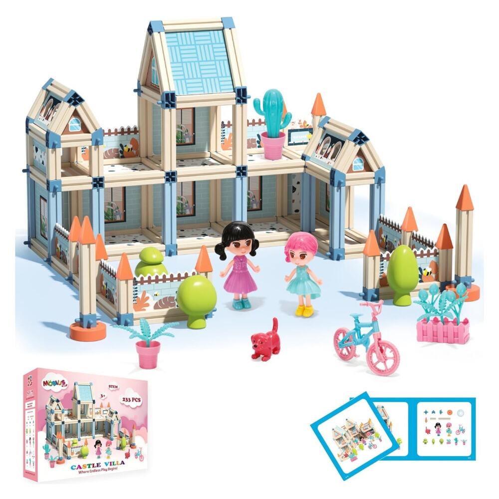 Princess Castle Villa Doll House Building Toy Set - STEM Montessori 233 pieces
